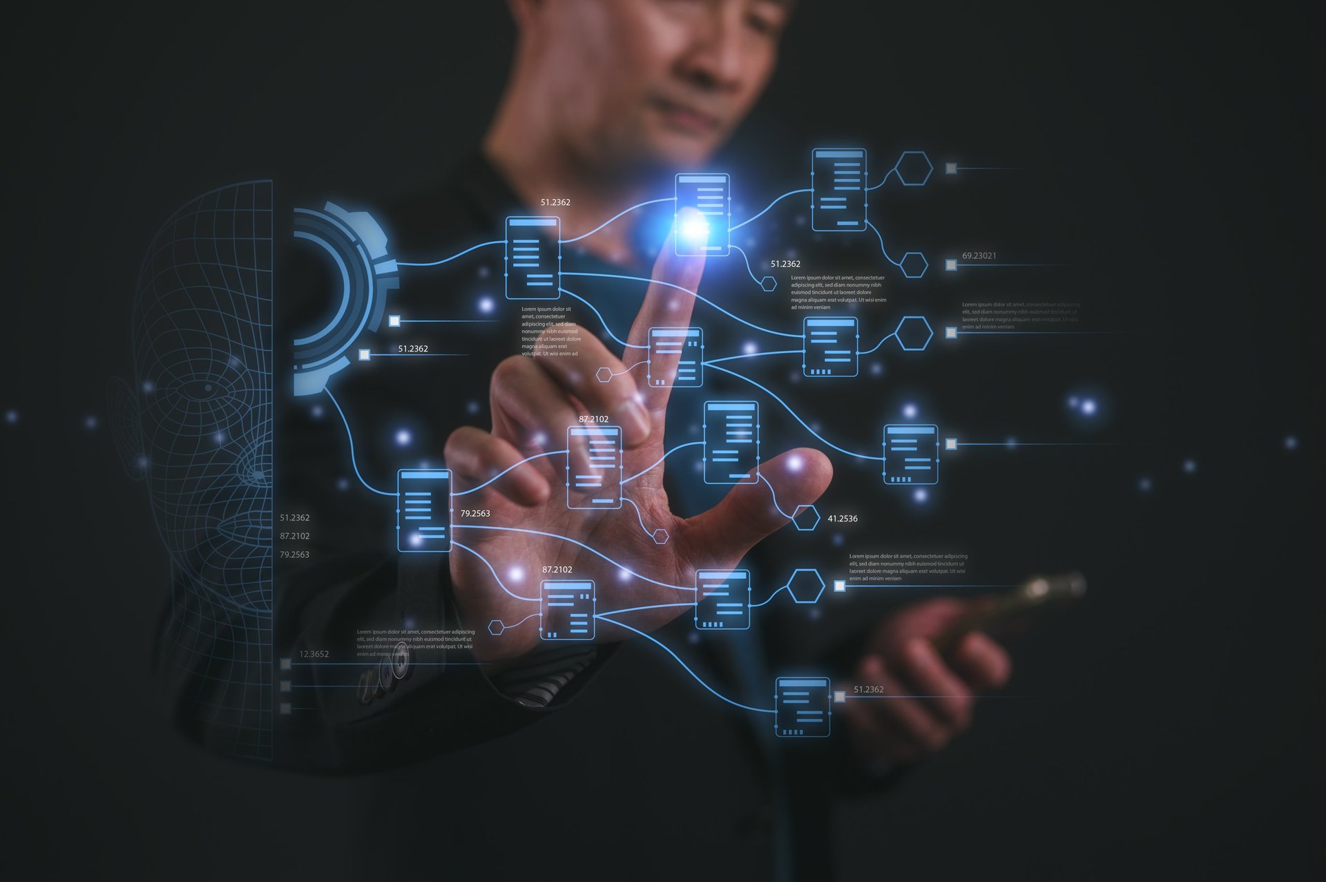 Businessman pointing at diagram