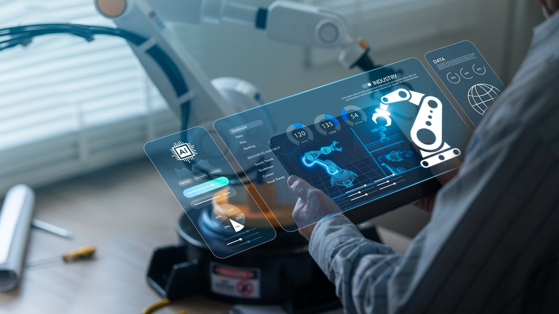 Engineers who control and monitor the quality systems of automated robotic arms